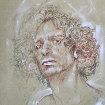 Drawing titled "Andrea Morani portr…" by Philippe Petit, Original Artwork, Conté