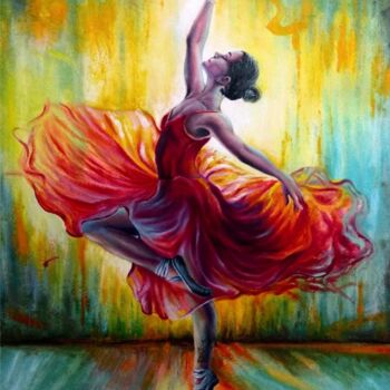 Pintura intitulada "Danza de Auroras" por Philippe Toneut, Obras de arte originais, Óleo