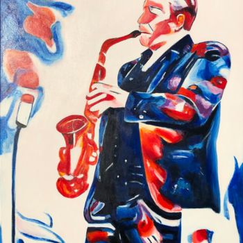 Peinture intitulée "Saxophoniste" par Philippe Van Bellinghen, Œuvre d'art originale, Acrylique