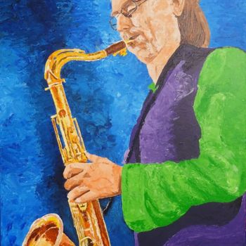 Malarstwo zatytułowany „Saxophoniste - erwi…” autorstwa Philippe Van Bellinghen, Oryginalna praca, Akryl