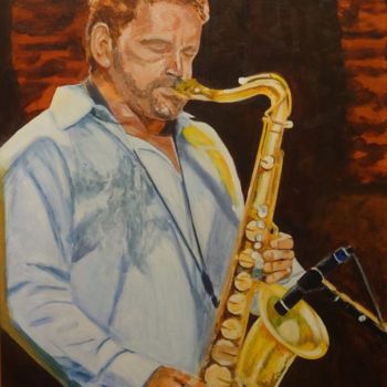 Schilderij getiteld "Saxophoniste Andy S…" door Philippe Van Bellinghen, Origineel Kunstwerk, Acryl