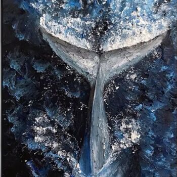 Pintura intitulada "The Big Blue Wale" por Phill Bello, Obras de arte originais, Óleo