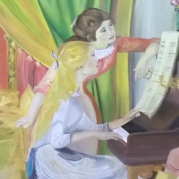 Peinture intitulée "filles au piano" par Tem, Œuvre d'art originale