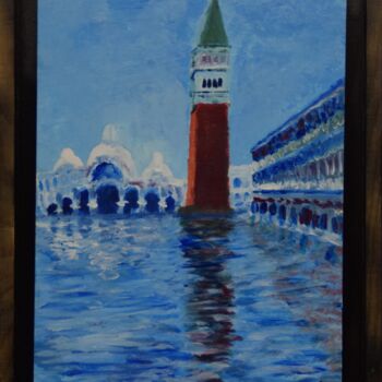 Painting titled "Place San Marco 01" by Philippe Levasseur, Original Artwork, Acrylic Mounted on Other rigid panel