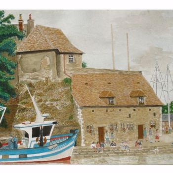「port de Honfleur, l…」というタイトルの絵画 Philippe Levasseurによって, オリジナルのアートワーク, オイル