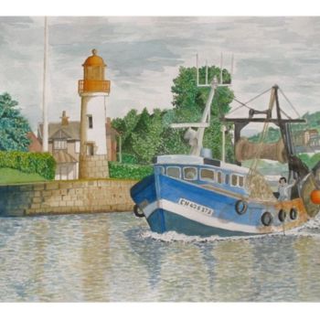 Peinture intitulée "sortie du port de H…" par Philippe Levasseur, Œuvre d'art originale, Huile