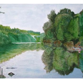 Peinture intitulée "la Marne à Noisiel" par Philippe Levasseur, Œuvre d'art originale, Huile