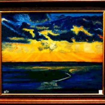 Peinture intitulée "coucher de soleil s…" par Philippe Levasseur, Œuvre d'art originale, Huile