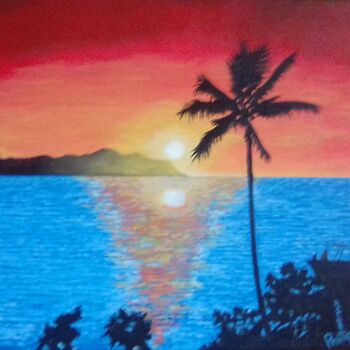 绘画 标题为“Tropical sunset.” 由Phillip Matthews, 原创艺术品, 丙烯