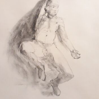 Drawing titled "Détendu" by Philms, Original Artwork, Charcoal