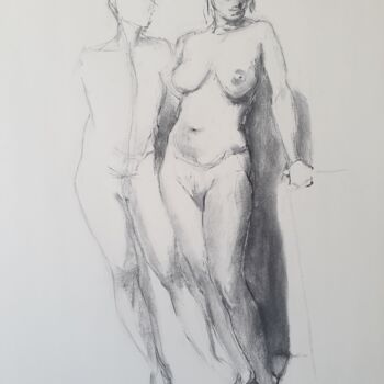 Dibujo titulada "Adam et Ève - Adam…" por Philms, Obra de arte original, Carbón