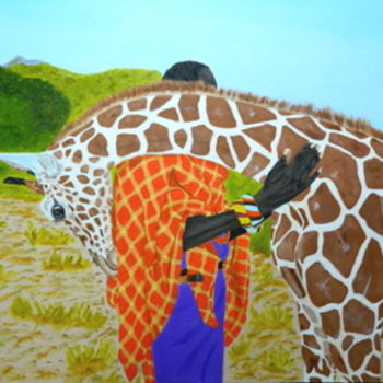 Malerei mit dem Titel "Des animaux et des…" von Phijk, Original-Kunstwerk, Öl Auf Holzplatte montiert