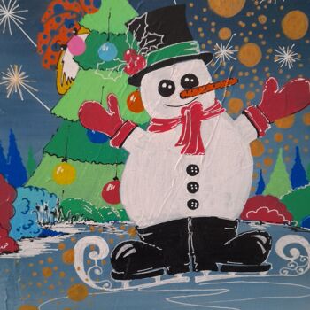 Painting titled "Papa Noël" by Philovades, Original Artwork, Acrylic