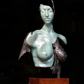 Sculpture intitulée "La madone" par Phils, Œuvre d'art originale, Métaux
