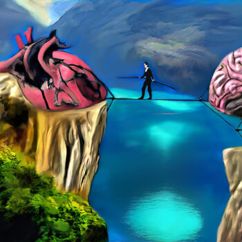 Arts numériques intitulée "Heart and Brain" par Michele Poenicia, Œuvre d'art originale, Peinture numérique