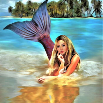 Цифровое искусство под названием "Mermaid" - Michele Poenicia, Подлинное произведение искусства, Цифровая живопись