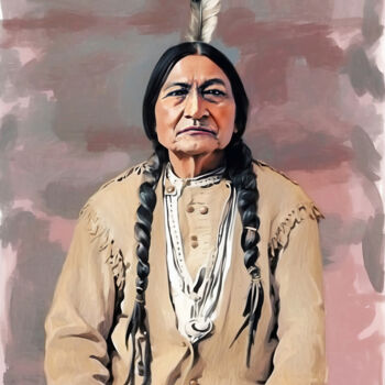 Arts numériques intitulée "Sitting Bull" par Michele Poenicia, Œuvre d'art originale, Peinture numérique