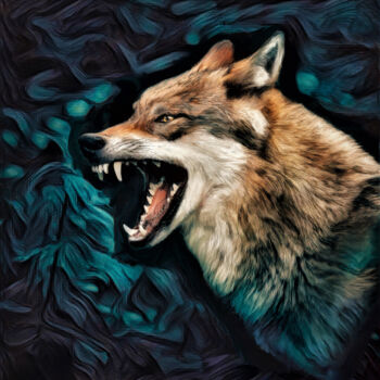 Digital Arts titled "wolf" by Michele Poenicia, Original Artwork, Digital Painting