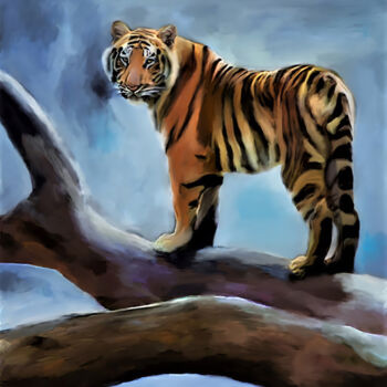 Digital Arts titled "Tiger" by Michele Poenicia, Original Artwork, Digital Painting