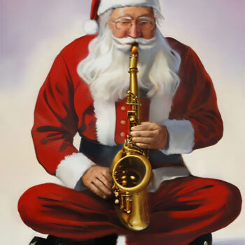 Digital Arts titled "Santa Claus saxopho…" by Michele Poenicia, Original Artwork, Digital Painting