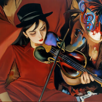 Digitale Kunst getiteld "Violinist" door Michele Poenicia, Origineel Kunstwerk, Digitaal Schilderwerk