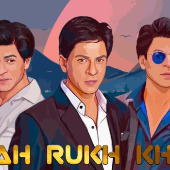 Digital Arts titled "Shah Rukh Khan" by Phoenix Arts, Original Artwork, Digital Painting