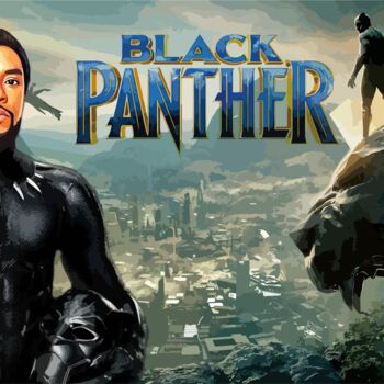Digitale Kunst getiteld "Black panther" door Phoenix Arts, Origineel Kunstwerk, Digitaal Schilderwerk