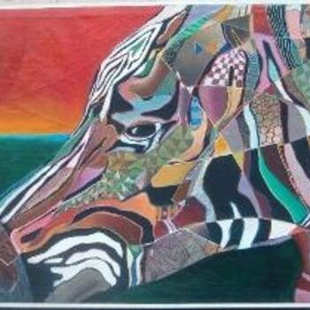 Painting titled "AN INCREDIBLE ZEBRA" by Nico Phooko, Original Artwork