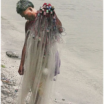 Fotografia intitulada "Retour du pêcheur" por Michel Hervo, Obras de arte originais