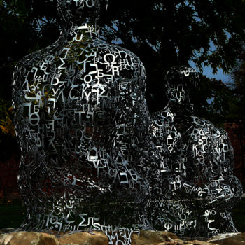 Sculpture titled "Dark and drama" by Kevin C Lee, Original Artwork, Metals