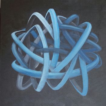 Painting titled "nœud bleu" by Philippe Picard, Original Artwork, Oil