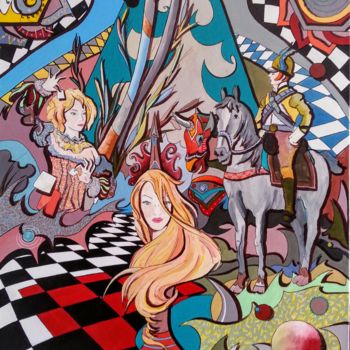 Pintura intitulada "le cavalier a la li…" por Philippe Sidot Et Charlotte Carsin, Obras de arte originais