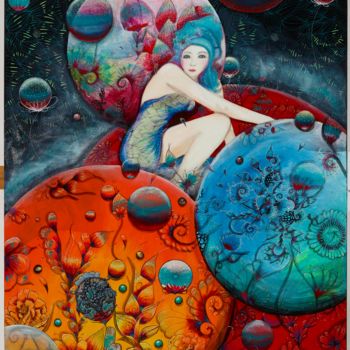 Pintura titulada "poussière d'étoiles" por Philippe Sidot Et Charlotte Carsin, Obra de arte original