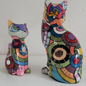 Sculpture titled "Petits chats" by Philippe Sidot Et Charlotte Carsin, Original Artwork
