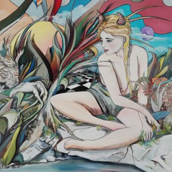 Peinture intitulée "Dans les légendes d…" par Philippe Sidot Et Charlotte Carsin, Œuvre d'art originale, Huile
