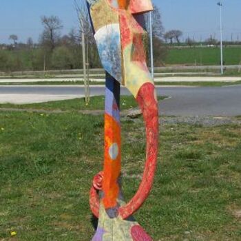 Sculpture titled "Totem ... Bébertwood" by Philippe Sidot Et Charlotte Carsin, Original Artwork