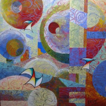 Painting titled "globes enchanteurs" by Philippe Sidot Et Charlotte Carsin, Original Artwork