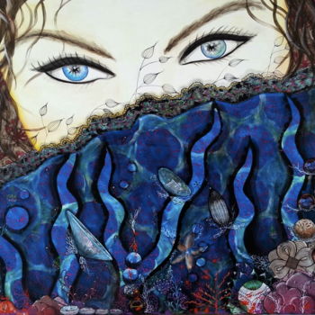 Peinture intitulée "blue eyes" par Philippe Sidot Et Charlotte Carsin, Œuvre d'art originale