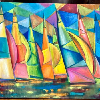 Painting titled "Sailing" by Phut Buddha, Original Artwork, Oil