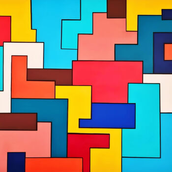 Картина под названием "Puzzle" - Phv, Подлинное произведение искусства, Акрил Установлен на Деревянная рама для носилок