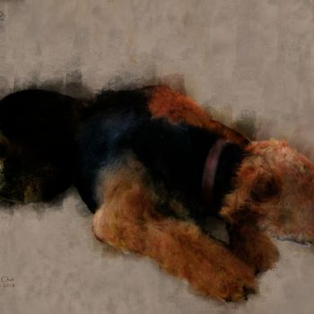Digitale Kunst mit dem Titel "Comme chien et chat" von Pia De Panicis, Original-Kunstwerk, Digitale Malerei