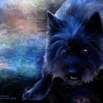 Digitale Kunst getiteld "Cairn Terrier" door Pia De Panicis, Origineel Kunstwerk, Digitaal Schilderwerk