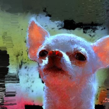 Arte digitale intitolato "Pink Chihuahua" da Pia De Panicis, Opera d'arte originale, Pittura digitale