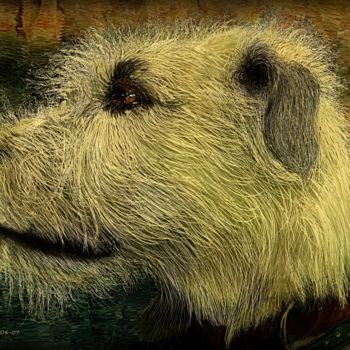 Digital Arts titled "Orfeus le Wolfhound" by Pia De Panicis, Original Artwork, Digital Painting