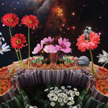 「Flower Planet」というタイトルのデジタルアーツ Pia Valentin Sørensenによって, オリジナルのアートワーク, 写真モンタージュ