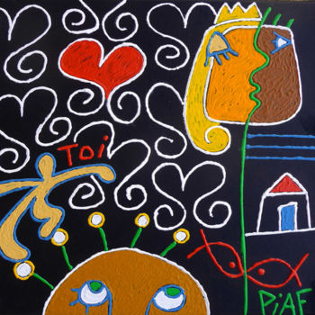 Peinture intitulée "toi-30x30cm.jpg" par Piaf, Œuvre d'art originale