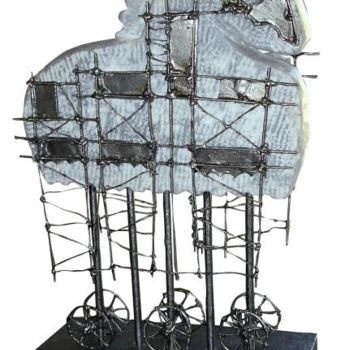 Sculpture intitulée "Cheval de troie" par Pian, Œuvre d'art originale, Pierre