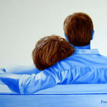 Painting titled "Le couple" by Philippe Piana, Original Artwork, Oil