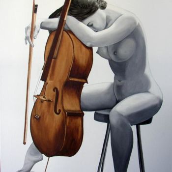 Pintura intitulada "La musicienne" por Philippe Piana, Obras de arte originais, Óleo