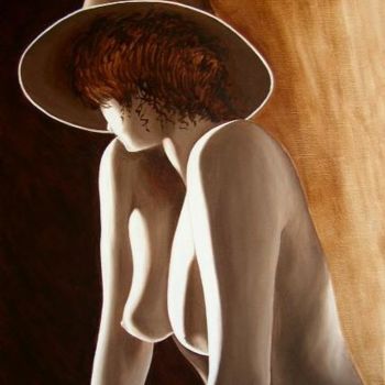 Peinture intitulée "Sous le chapeau" par Philippe Piana, Œuvre d'art originale, Huile